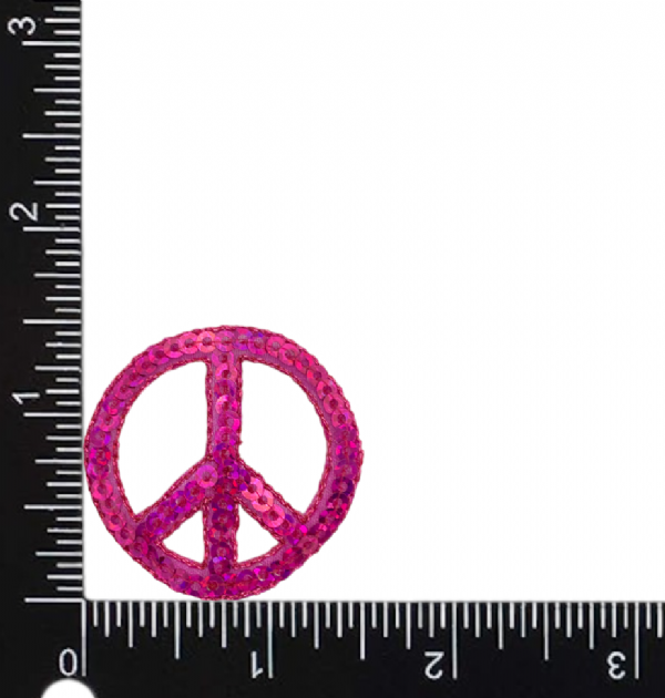 Sequin Peace Sign - Hot Pink