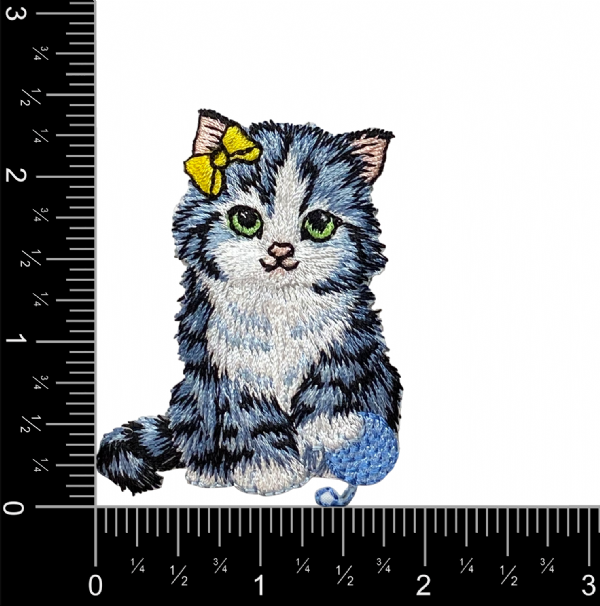 Gray Kitty Cat - Blue Yarn Ball