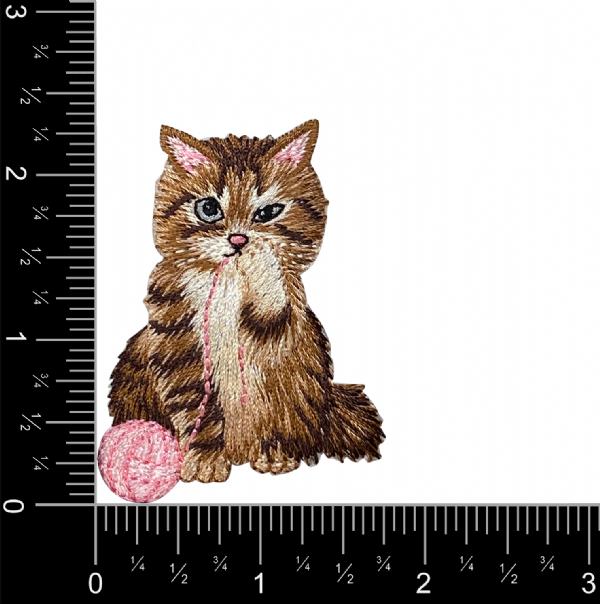 Brown Cat - Pink Yarn