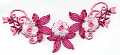 FLOWERS PINK & WHITE IRON ON PATCH APPLIQUE 696701-B