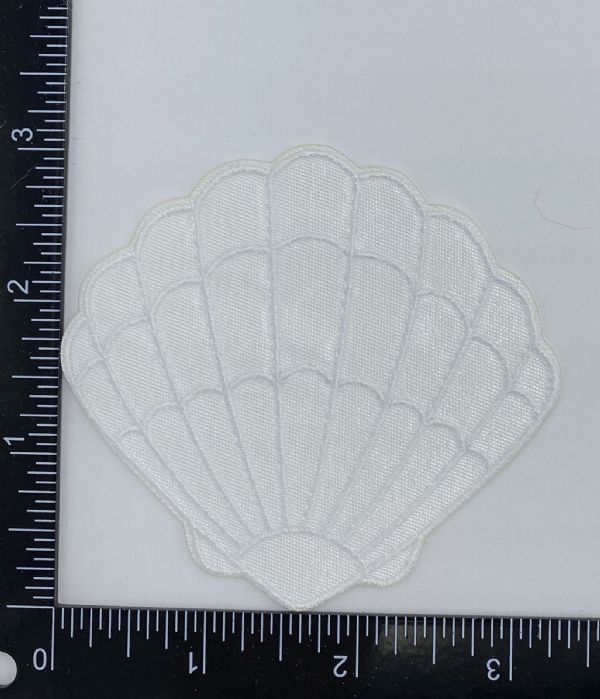 3 inch White Seashell Embroidered Patch