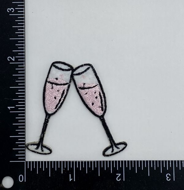 Pink Champagne Glasses Embroidered Patch