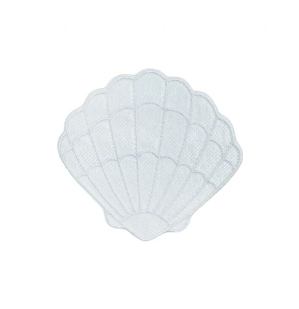 3 inch White Seashell Embroidered Patch