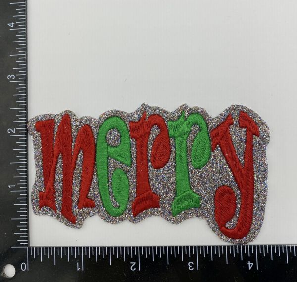 MERRY, Glitter Christmas Patch