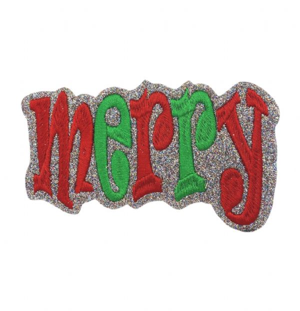 MERRY, Glitter Christmas Patch