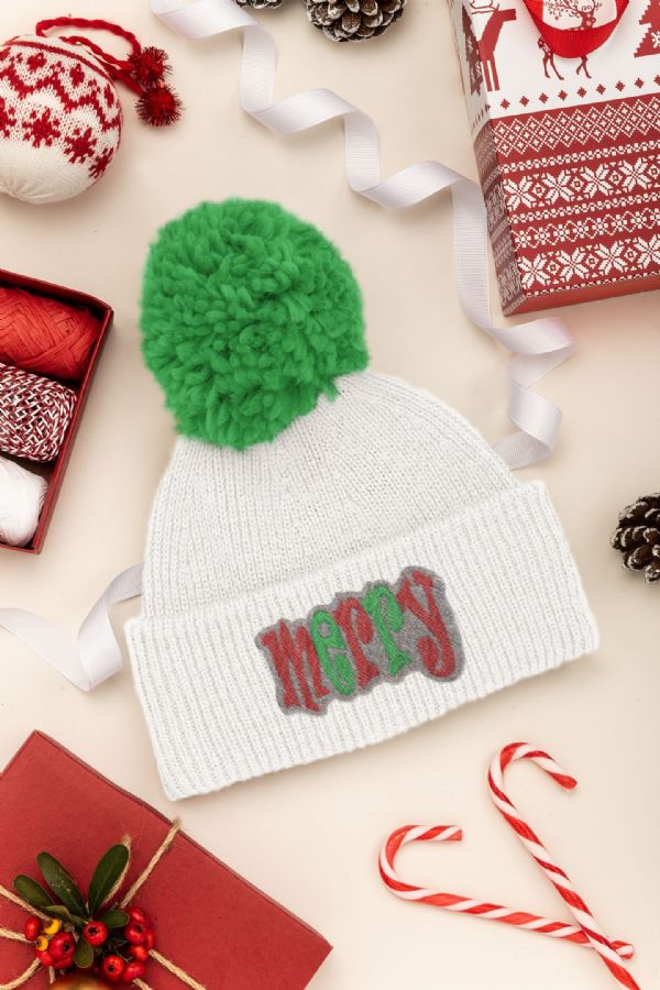 MERRY, Glitter Christmas Patch