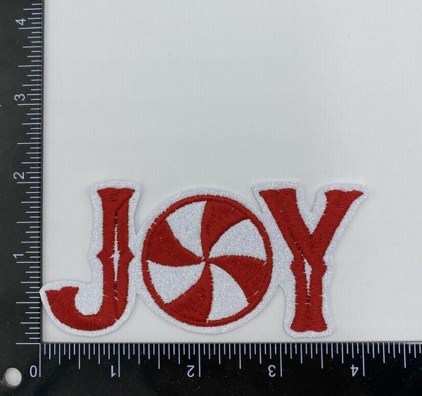 JOY with Peppermint, Glitter Christmas Patch