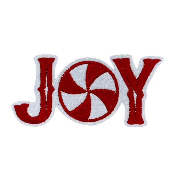 JOY with Peppermint, Glitter Christmas Patch
