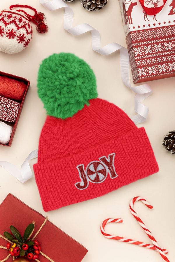 JOY with Peppermint, Glitter Christmas Patch