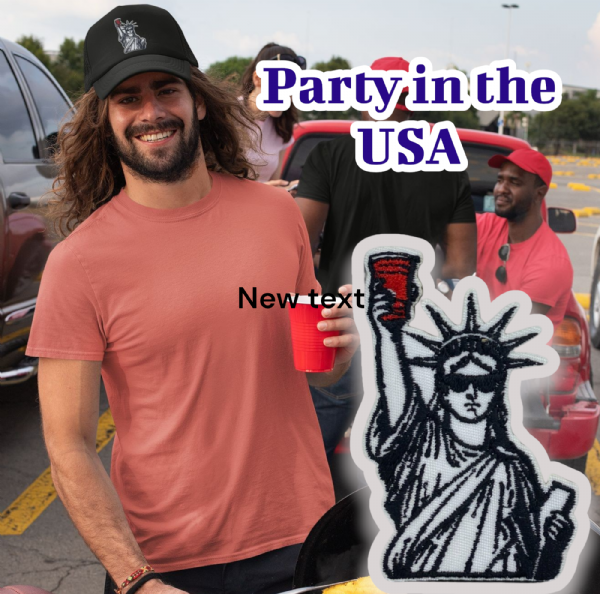 Statue of Liberty with Red Cup Embroidered Patch