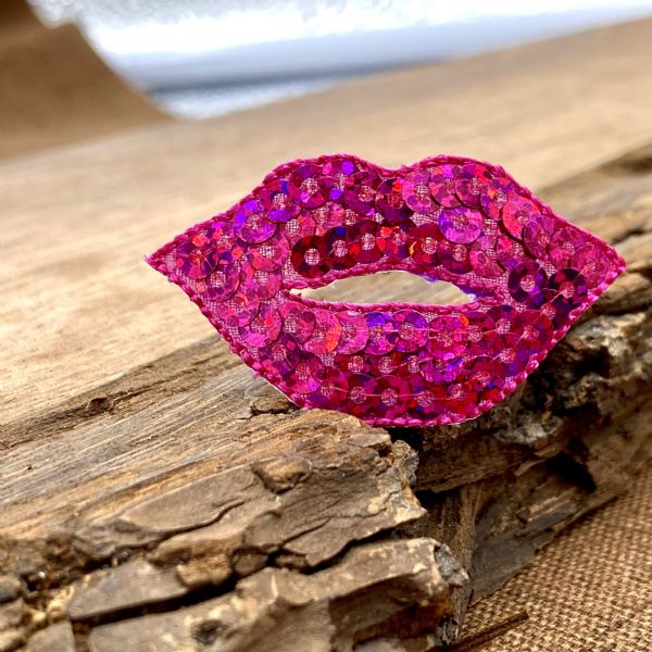 Hot Pink Sequin Lips