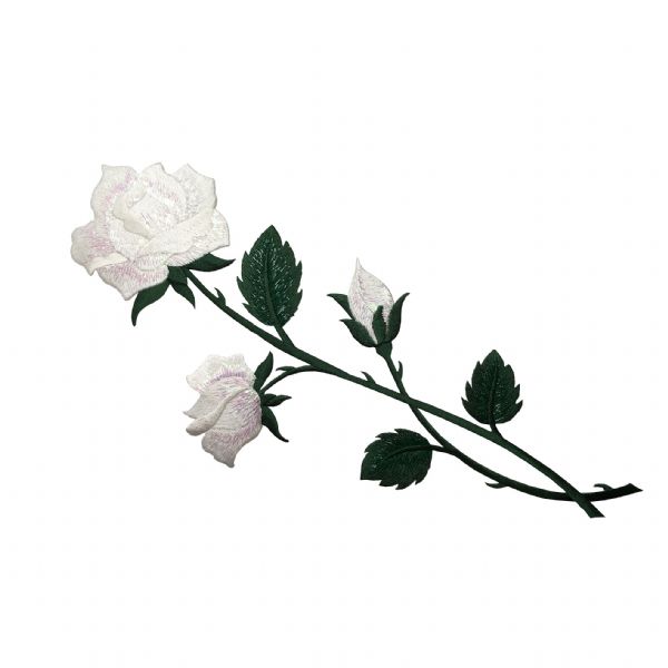 Large White Rose - Open Petals on Stem