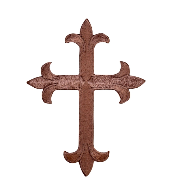 Chocolate Brown Fleur de Lis Religious Cross