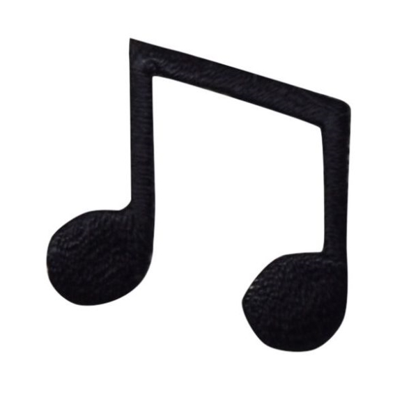 MUSICAL DOUBLE NOTE BLACK IRON ON APPLIQUE 240979-B