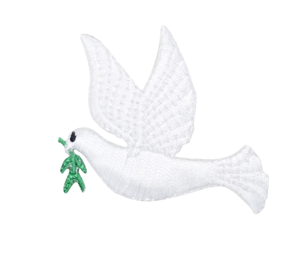 White Peace Dove with Olive Branch Facing Left