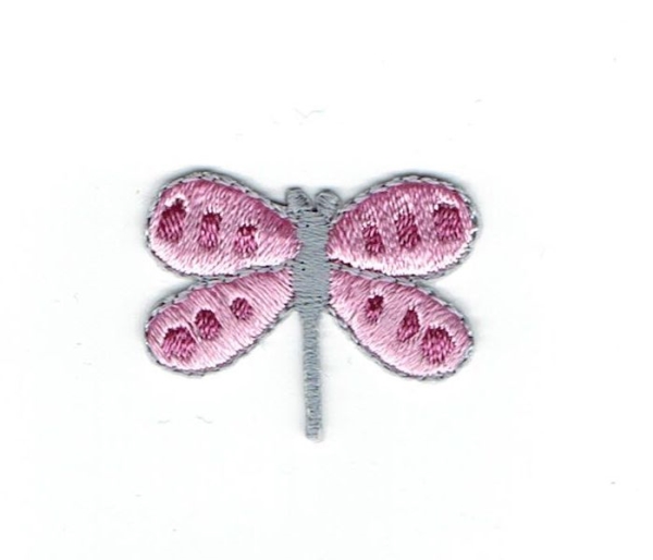 DRAGONFLY LIGHT PINK WITH GRAY IRON ON PATCH 682384-A