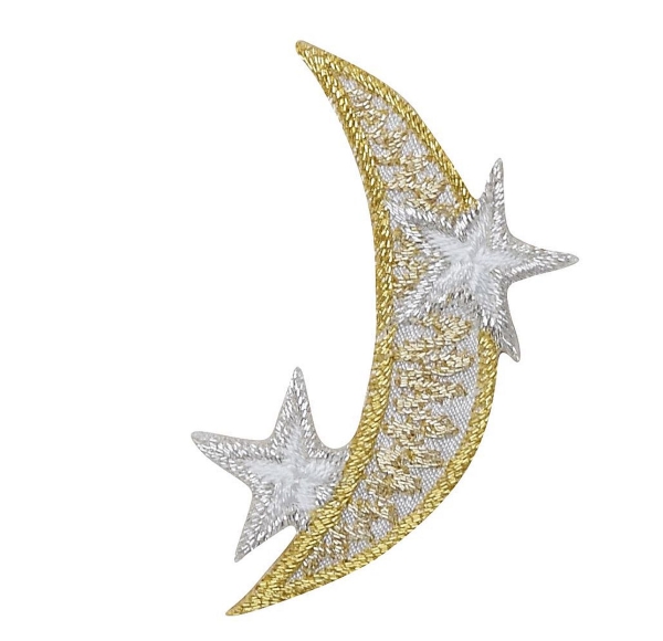 Crescent Moon - Silver and Gold - Stars 
