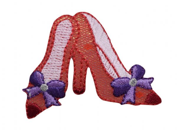Red High Heel Shoes with Purple Bow CLEARANCE