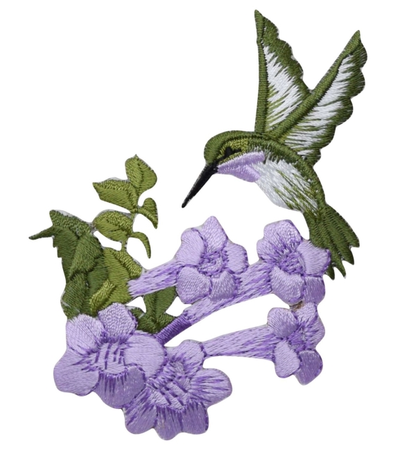 Hummingbird - Purple Flower - Facing Left