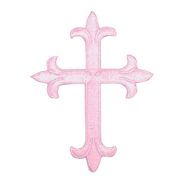 Light Pink Fleur De Lis Religious Cross