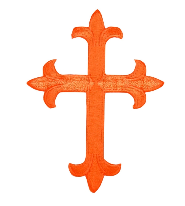 Orange Fleur de Lis Religious Cross
