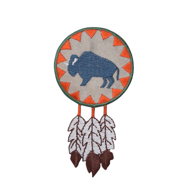 Indian Buffalo Round with Feathers