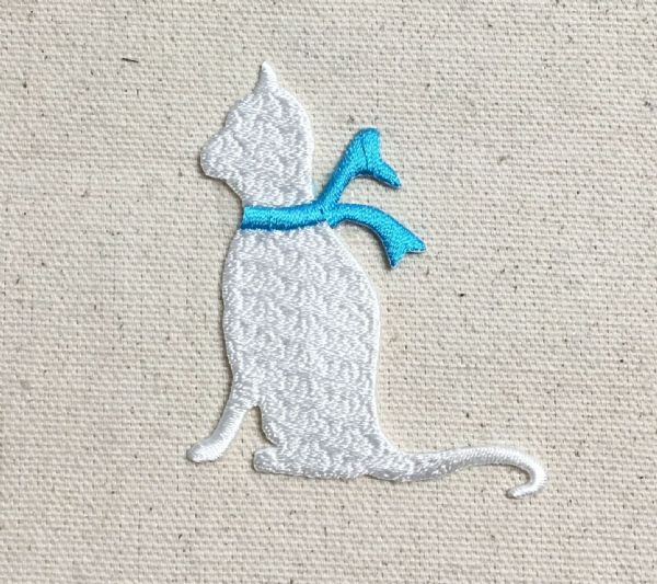 White Cat - Blue Scarf