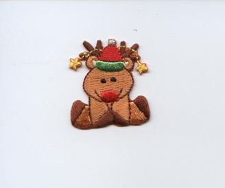 Small Christmas Sitting Reindeer with Santa Hat
