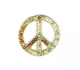 Sequin Peace Sign - Gold