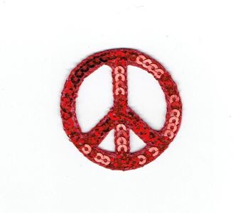 Sequin Peace Sign - Red