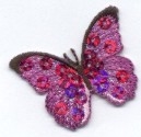BUTTERFLY SEQUIN FUCHSIA IRON ON PATCH 155811-H