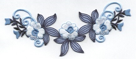 FLOWERS BLUE & WHITE IRON ON PATCH APPLIQUE 696701-A