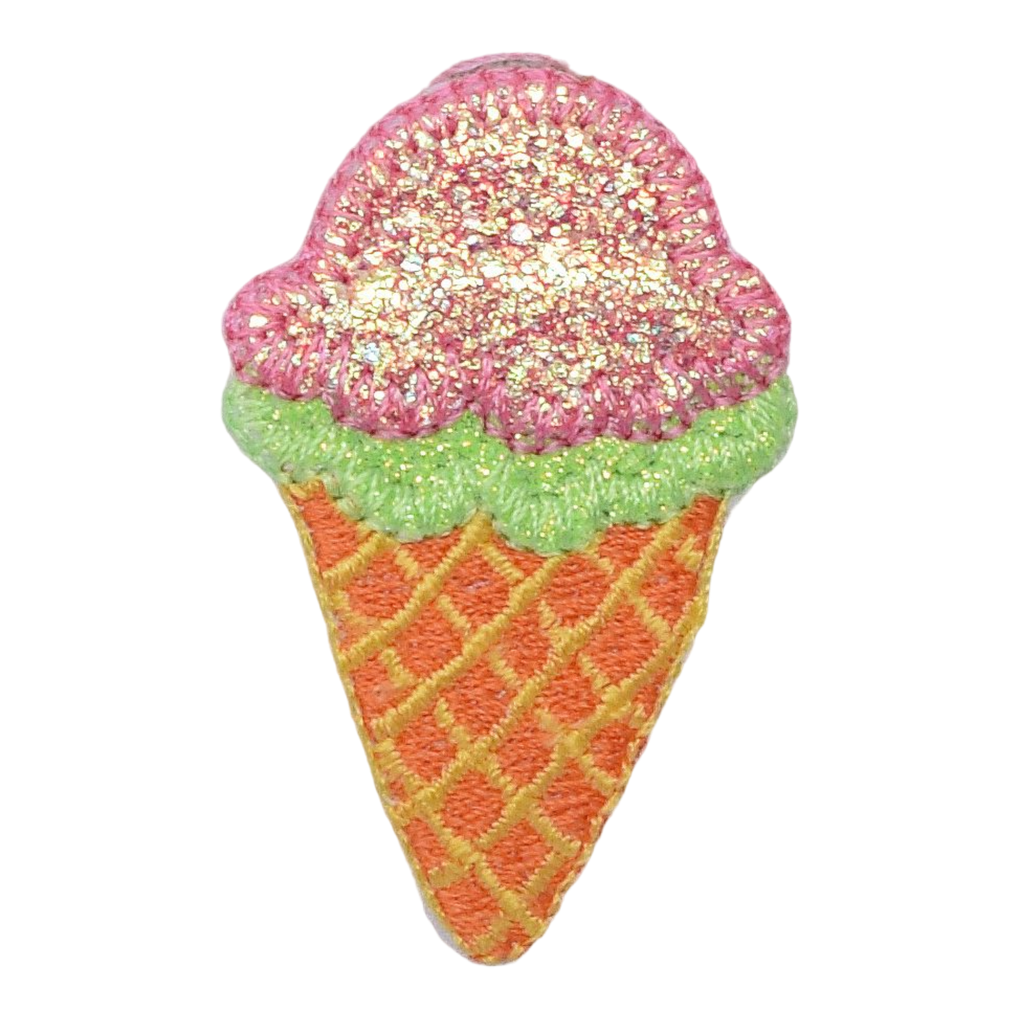 Pink and Lime Green Ice Cream Waffle Cone