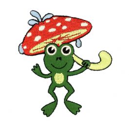 Frog with Red Mushroom Umbrella