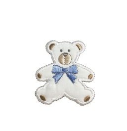 Puffy Teddy Bear - Blue Bow