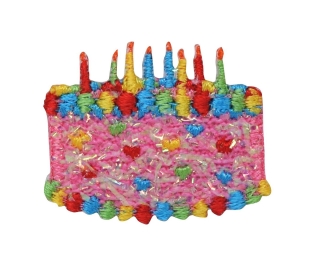 Pink Confetti Shimmery Birthday Cake with Candles