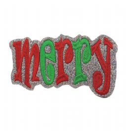 MERRY, Glitter Christmas Patch