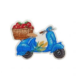 Blue Scooter with Apples