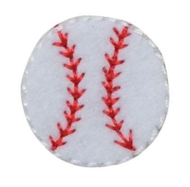 Baseball with red stitches