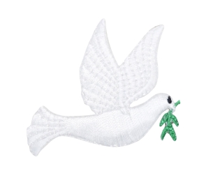 White Peace Dove with Olive Branch Facing Right