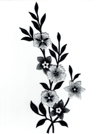 FLOWER BLACK, WHITE & SILVER RIGHT IRON ON PATCH 692258-AR