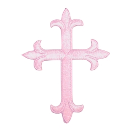Light Pink Fleur De Lis Religious Cross