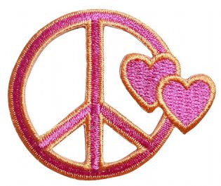 Peace Sign with Hearts Fuchsia/Orange