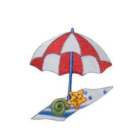 Red/White Beach Umbrella with Towel
