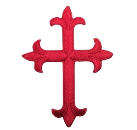 Red Fleur De Lis Religious Cross
