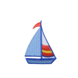 Blue Sailboat - Red/Yellow Stripes