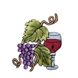Grapes with Wine Glass and Grapevine