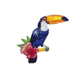 Blue Toucan with Flowers