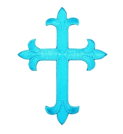 Tropical Blue Fleur De Lis Religious Cross