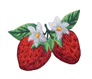 Two Strawberries with White Flower Blossom